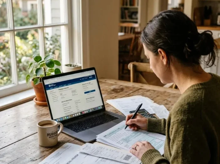 Driver at a kitchen table comparing an itemized ignition interlock quote with a monthly budget.