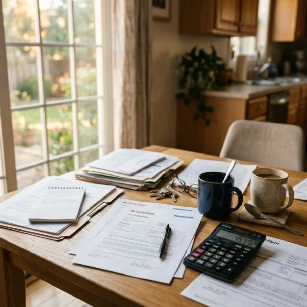 Paperwork, a calculator and car keys spread across a kitchen table while a driver works out the cost of an interlock transfer